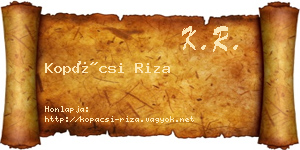 Kopácsi Riza névjegykártya